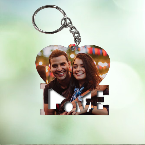 Customized Photo Keychain – Love Heart